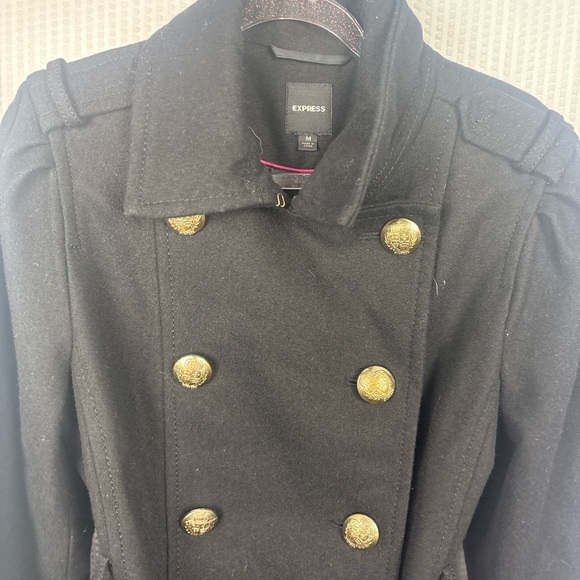 Express Black Trench Coat with Gold Buttons - Picture 4 of 5
